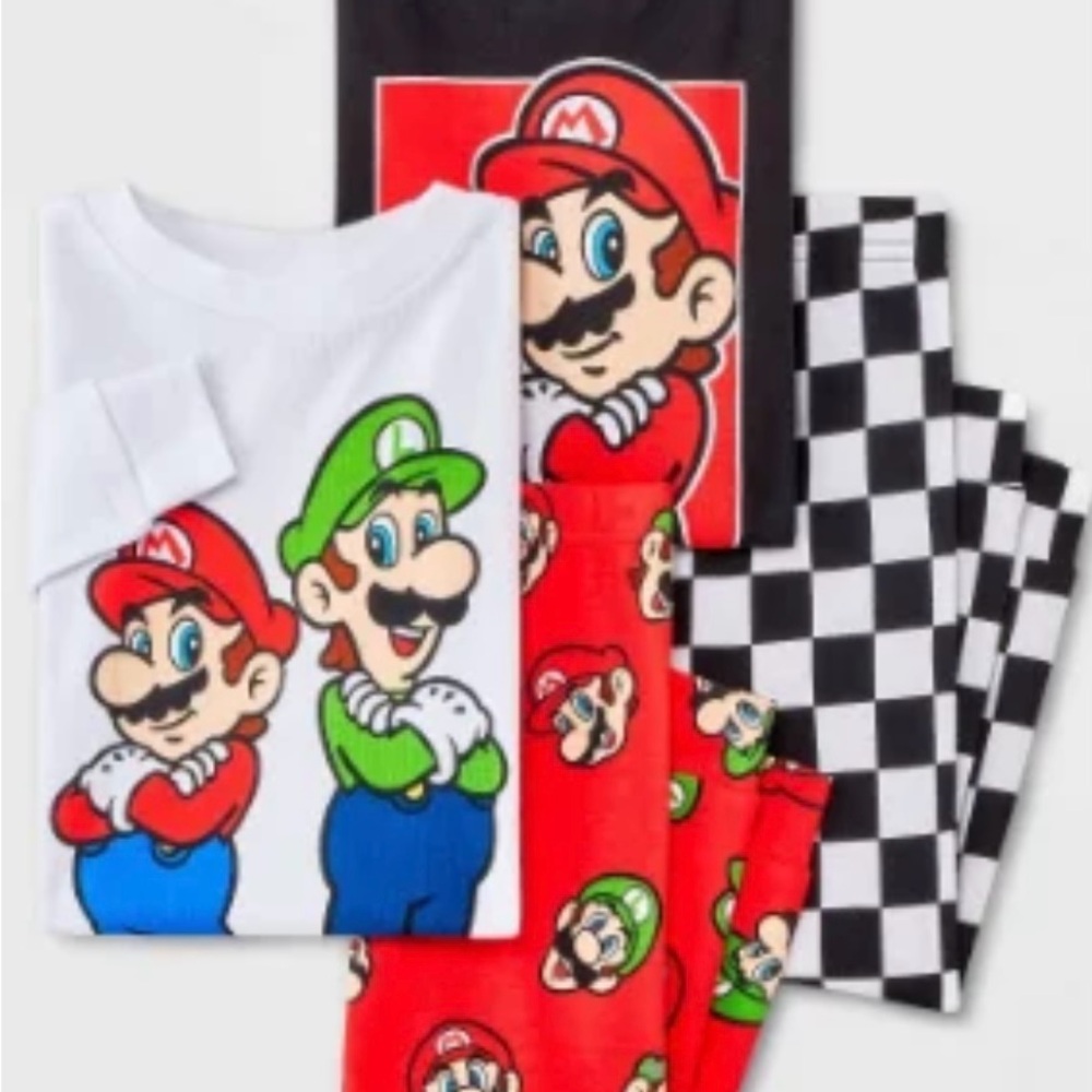 Toddler Boys' 4pc Snug Fit Super Mario Cotton Pajamas (2 Sets) -‎ Red 5T